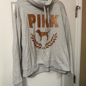 PINK Victoria's Secret Gray and Gold sweatshirt